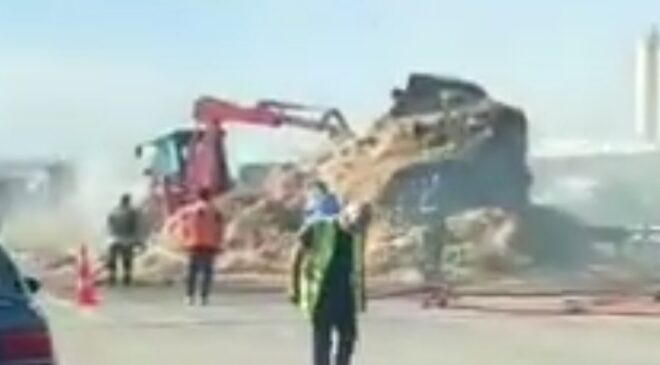 Gaziantep Saman Yüklü Tır Alev Aldı