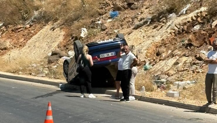Gaziantep’te Kontrolden Çıkan Otomobil Takla Attı